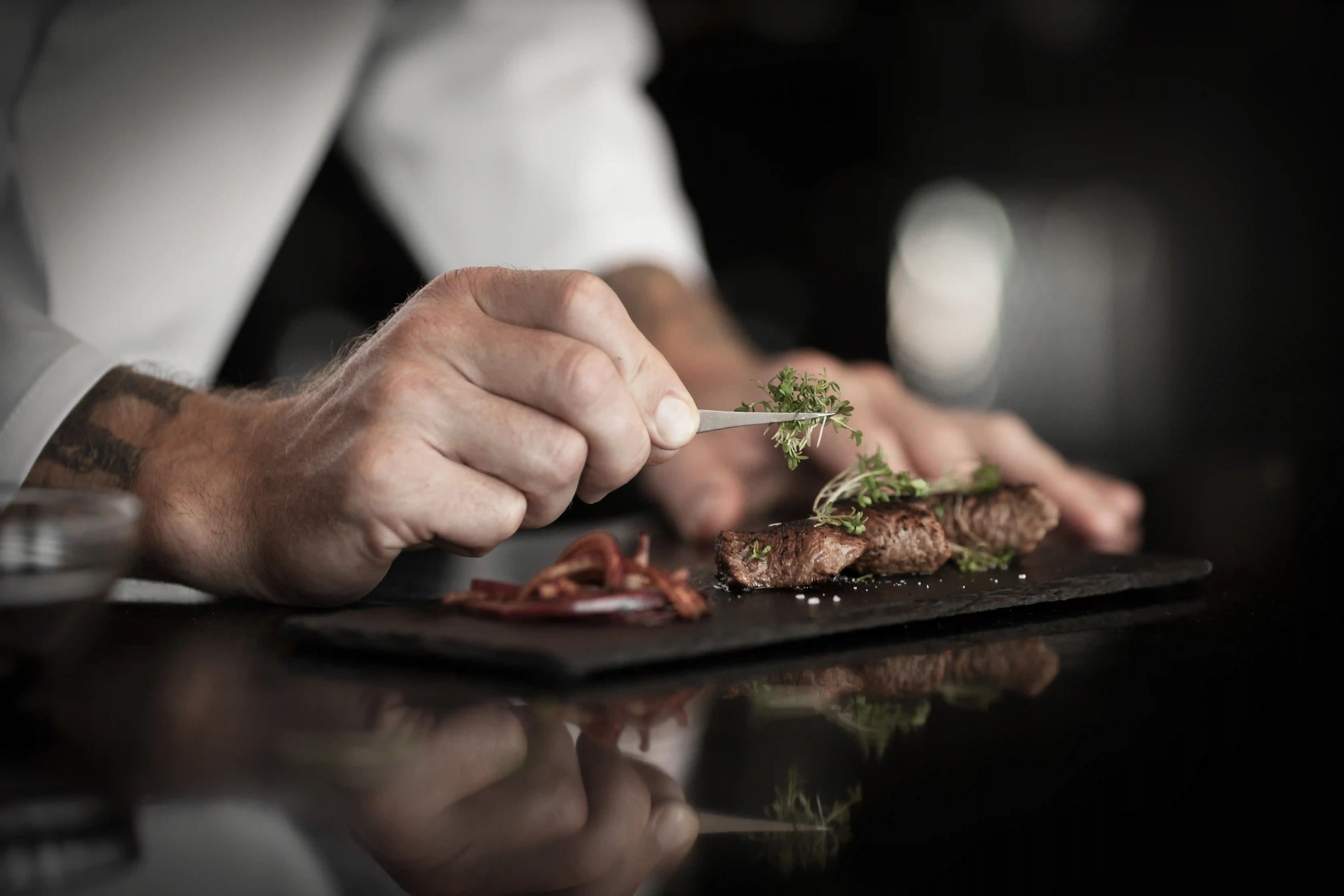Professional chef preparing food